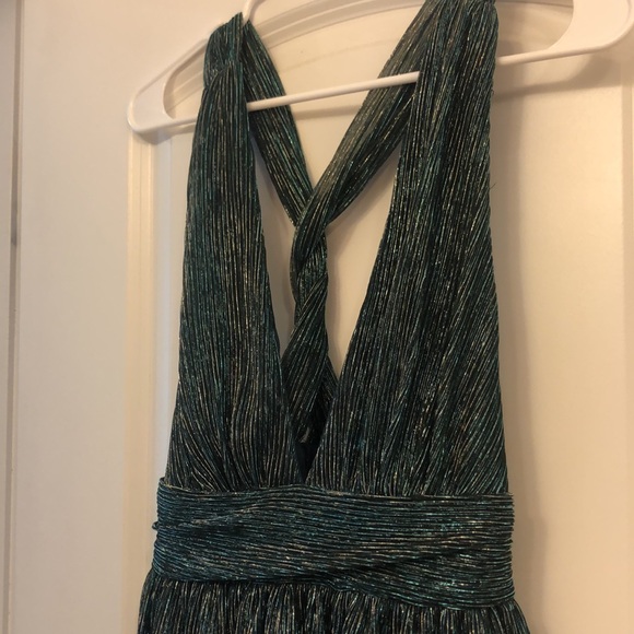 Ailey Gold and Teal Blue Skater Dress - Picture 4 of 4